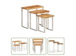 The Living Store Set Di Tavoli Con Bordo Ad Albero 3 Pezzi. Legno Massiccio Di Acacia