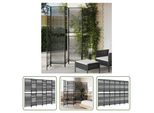 The Living Store Paravent 6-Tlg. Schwarz Poly Rattan