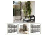 The Living Store Paravent 6-Tlg. Grau Poly Rattan