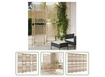 The Living Store Paravent 5-Tlg. Poli Rattan Beige