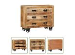 The Living Store Credenza Con 3 Cassetti 80X30X65 Cm Legno Di Mango Massiccio Grezzo