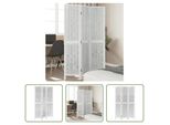 The Living Store Divisorio 3 Pezzi Bianco In Legno Massello Di Paulownia