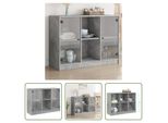 The Living Store Credenza Cemento Grigio 102X37X75,5 Cm Materiale Legno