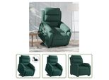 The Living Store Poltrona Relax Con Ausilio Per L'alzata Electric Velluto Verde Scuro