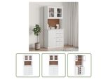 The Living Store Credenza Alta White 77X35X165 Cm In Legno Di Pino Massiccio