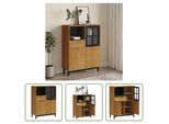The Living Store Credenza Con Anta In Vetro Flam 92X40X122,5 Cm In Legno Di Pino Massiccio
