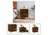 The Living Store Comodino In Rovere Fumé 40X35X50 Cm Materiale In Legno