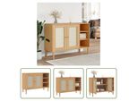 The Living Store Credenza Senja Rattan Look Brown 112X40X80 Cm Legno Di Pino