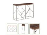 The Living Store Tavolo Consolle In Acciaio Inox Argento E Davanzali In Legno Massiccio