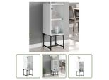The Living Store Mobile Laterale Con Anta In Vetro Bianco 35X37X100 Cm