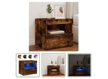 The Living Store Comodino Con Luci Led Rovere Fumé 50X40X45 Cm