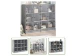 The Living Store Libreria Con Ante Grigio Cemento 136X37X109 Cm Materiale Legno