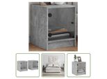 The Living Store Comodini Con Ante In Vetro 2 Pz. Grigio Cemento 35X37X42 Cm