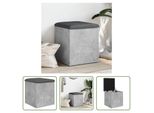 The Living Store Panca Con Contenitore In Cemento Grigio 42X42X45 Cm Materiale In Legno