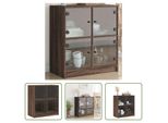 Mobile Laterale The Living Store Con Ante In Vetro Effetto Rovere Marrone 68X37X75,5 Cm