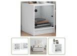 The Living Store Comodini Con Ante In Vetro 2 Pz. Bianco 35X37X42 Cm