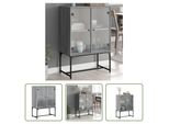 The Living Store Mobile Laterale Con Ante In Vetro Grigio Sonoma 69X37X100 Cm