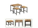 The Living Store Set Tavoli 3 Pz. Legno Massiccio Di Mango E Ferro Grezzo