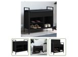 The Living Store Panca Per Scarpe Nera 65,5X32X57,5 Cm Materiale A Base Di Legno