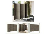 The Living Store Paravent 6-Tlg. Grau Poly Rattan