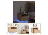 The Living Store Comodino Con Luci Led Rovere Sonoma 40X39X37 Cm