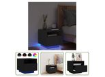 The Living Store Comodino Con Luci Led Nero 40X39X37 Cm