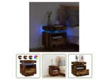 The Living Store Comodino Con Luci Led Rovere Fumé 40X39X48,5 Cm