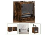 The Living Store Comodini Con Ante In Vetro 2 Pz. Rovere Fumé 35X37X42 Cm