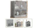 The Living Store Mobile Laterale Con Ante In Vetro Grigio Cemento 68X37X75,5 Cm