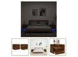 The Living Store Comodini A Parete Con Luci Led 2 Pz. Rovere Fumé