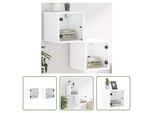 The Living Store Comodini Con Ante In Vetro 2 Pz. Bianco 35X37X35 Cm