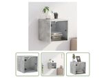 The Living Store Comodino Con Anta In Vetro Grigio Cemento 35X37X35 Cm