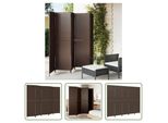 The Living Store Paravent 5-Tlg. Braun Poly Rattan
