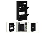 The Living Store Scarpiera Nera 60X34X116 Cm Materiale Legno