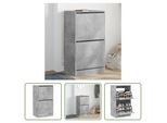 The Living Store Scarpiera A 2 Ante In Cemento Grigio 60X42X108 Cm