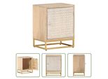 The Living Store Comodino 40X30X50 Cm In Legno Massiccio Di Mango E Ferro
