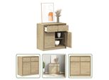 The Living Store Credenza Sauda Effetto Rovere 80X43X75,5 Cm Legno Di Pino