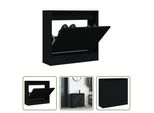 The Living Store Scarpiera Nera 60X21X57 Cm Materiale Legno