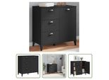 The Living Store Credenza Viken Nero 80X40X80 Cm Materiale A Base Di Legno