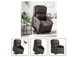 The Living Store Poltrona Relax Con Supporto Elettrico In Vera Pelle Marrone Scuro