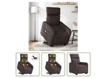The Living Store Poltrona Massaggiante Elettrica Con Supporto In Piedi Tessuto Marrone Scuro