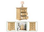 The Living Store Comodino 53X39X66 Cm In Legno Di Pino Massiccio