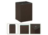 The Living Store Tavolino Con Piano In Vetro Brown 35X35X52 Cm Poly Rattan