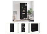 The Living Store Credenza Nera 69,5X32,5X180 Cm Materiale A Base Di Legno