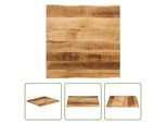 The Living Store Piano Del Tavolo Con Bordo Ad Albero 60X60X2,5 Cm Legno Di Mango Massiccio Grezzo