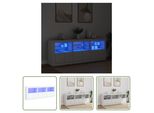 The Living Store Credenza Con Luci Led Bianca 181,5X37X67 Cm