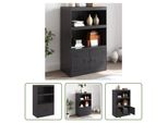 The Living Store Credenza Nera 67X39X107 Cm Acciaio