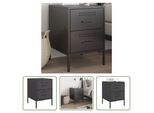 The Living Store Comodino Nero 36X39X50,5 Cm In Acciaio