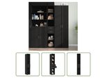 The Living Store Credenza Nera 30X42,5X185 Cm Materiale A Base Di Legno