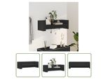 The Living Store Scaffale A Muro Nero 100X35X30,5 Cm Materiale A Base Di Legno